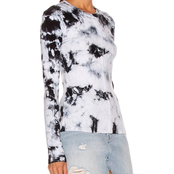 Proenza Schouler Tie Dye Ribbed Top Black White XS - Picture 4 of 10
